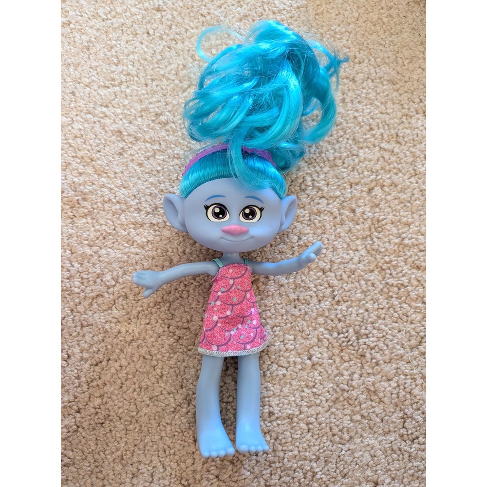 Mattel Trolls Band Together Viva Doll Blue Hair Pink Dress
